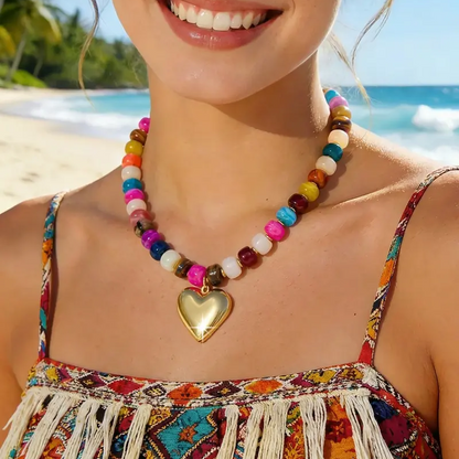 Chunky Colorful Heart Necklace