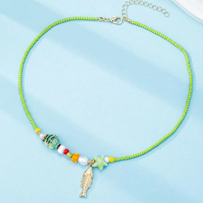 Colorful Beaded Marine Necklace Set