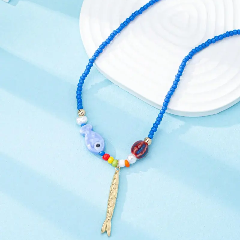 Colorful Beaded Marine Necklace Set