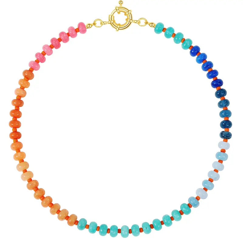 Boho Beaded Stone Necklace