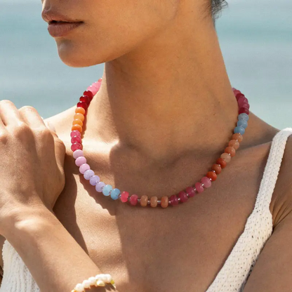 Boho Beaded Stone Necklace