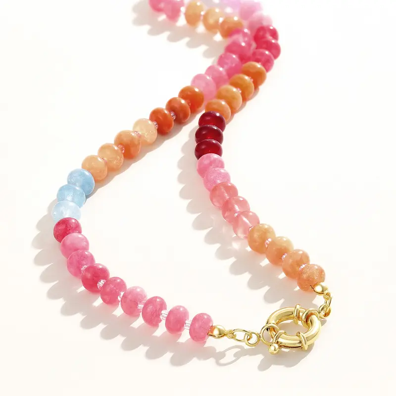 Boho Beaded Stone Necklace