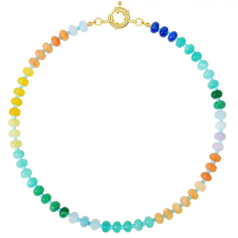 Boho Beaded Stone Necklace