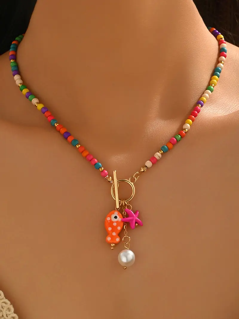 Summer Fish & Starfish Beaded Necklace