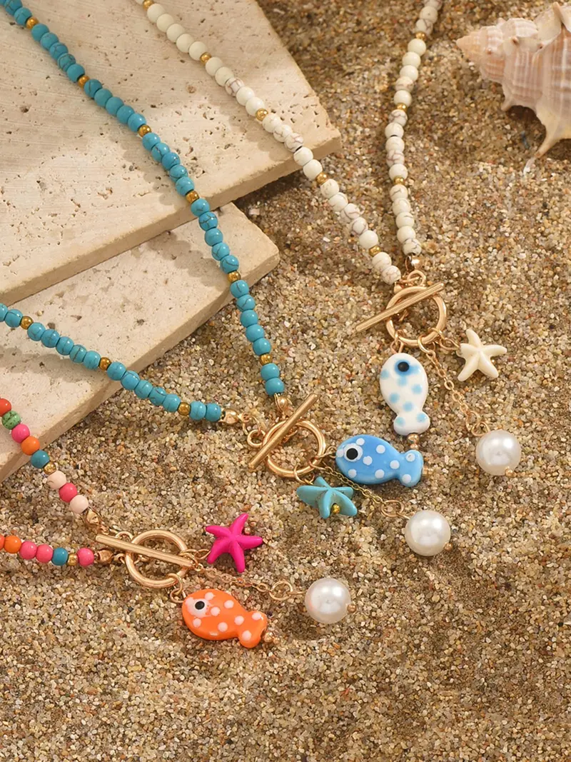Summer Fish & Starfish Beaded Necklace