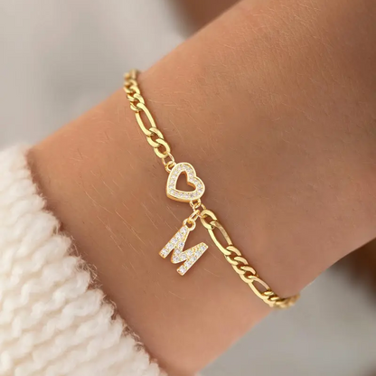 Heart Initial Bracelet