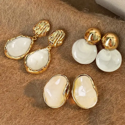 Vintage White French Earrings Set