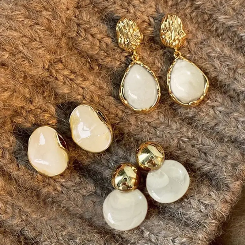 Vintage White French Earrings Set