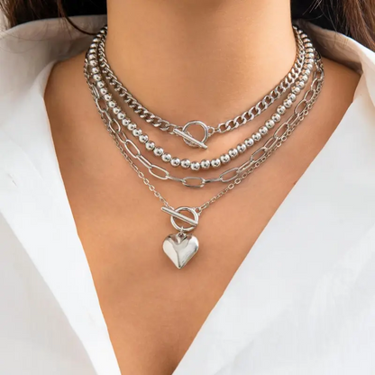 Love Heart Stackable Necklace Set