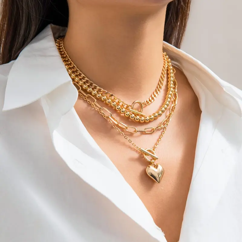 Love Heart Stackable Necklace Set