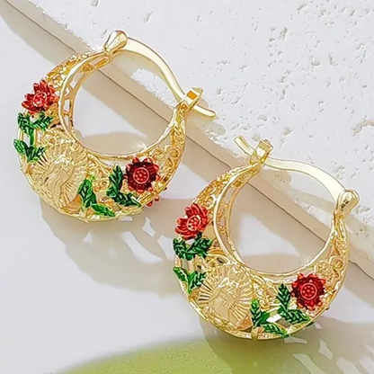 Floral Hoop Earrings