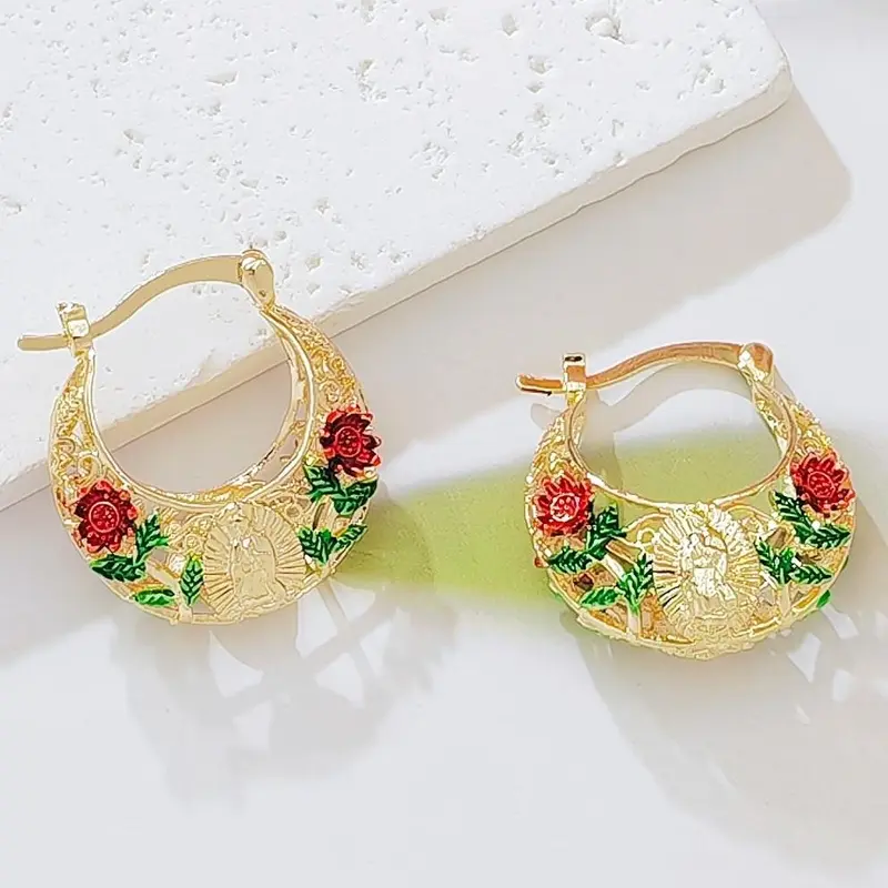 Floral Hoop Earrings