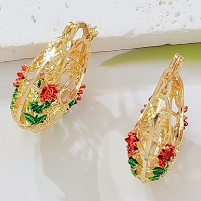Floral Hoop Earrings