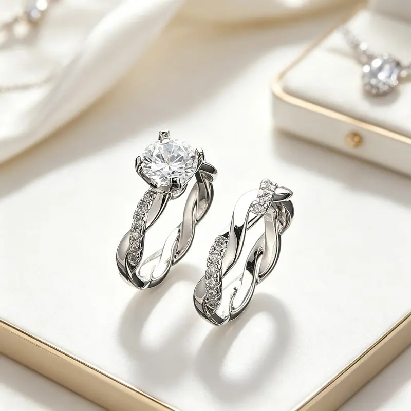 2pc Twisted Band Ring Set