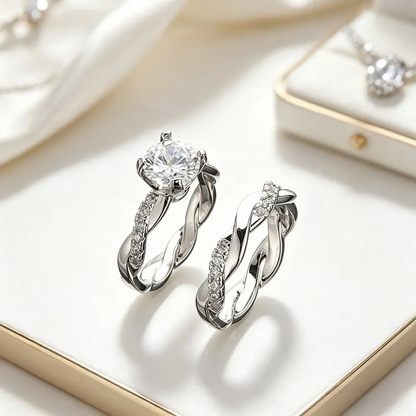 2pc Twisted Band Ring Set