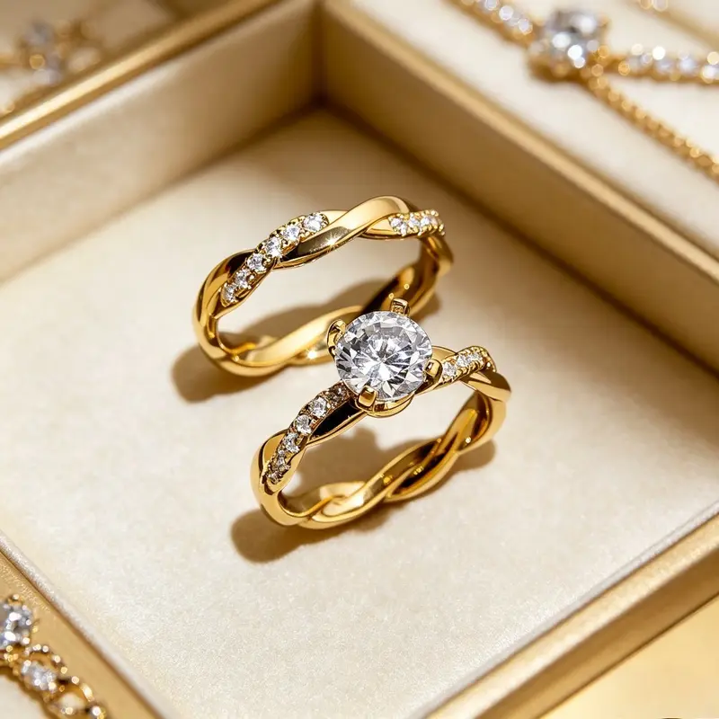 2pc Twisted Band Ring Set