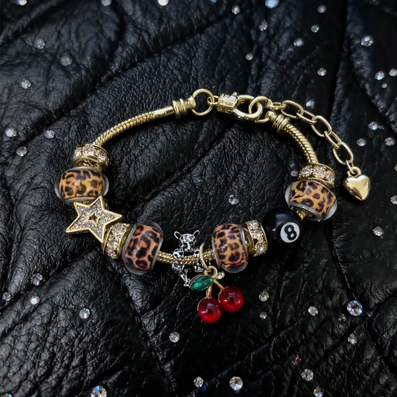 Leopard Print Rhinestone Bracelet
