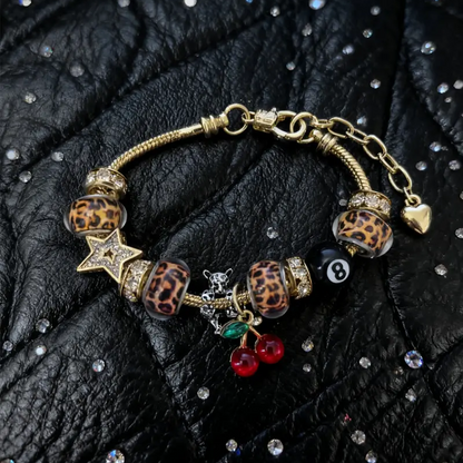 Leopard Print Rhinestone Bracelet