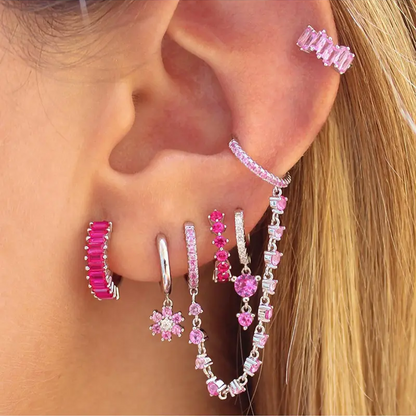 Pink Diamond Earring Set