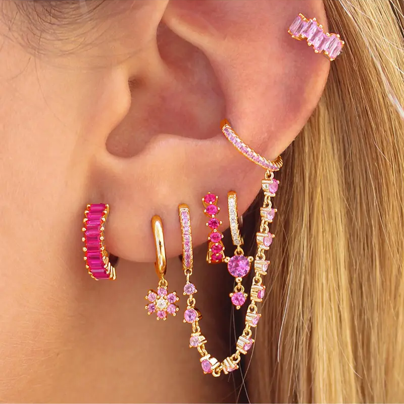 Pink Diamond Earring Set