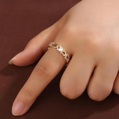 Hollow Heart Rhinestone Ring