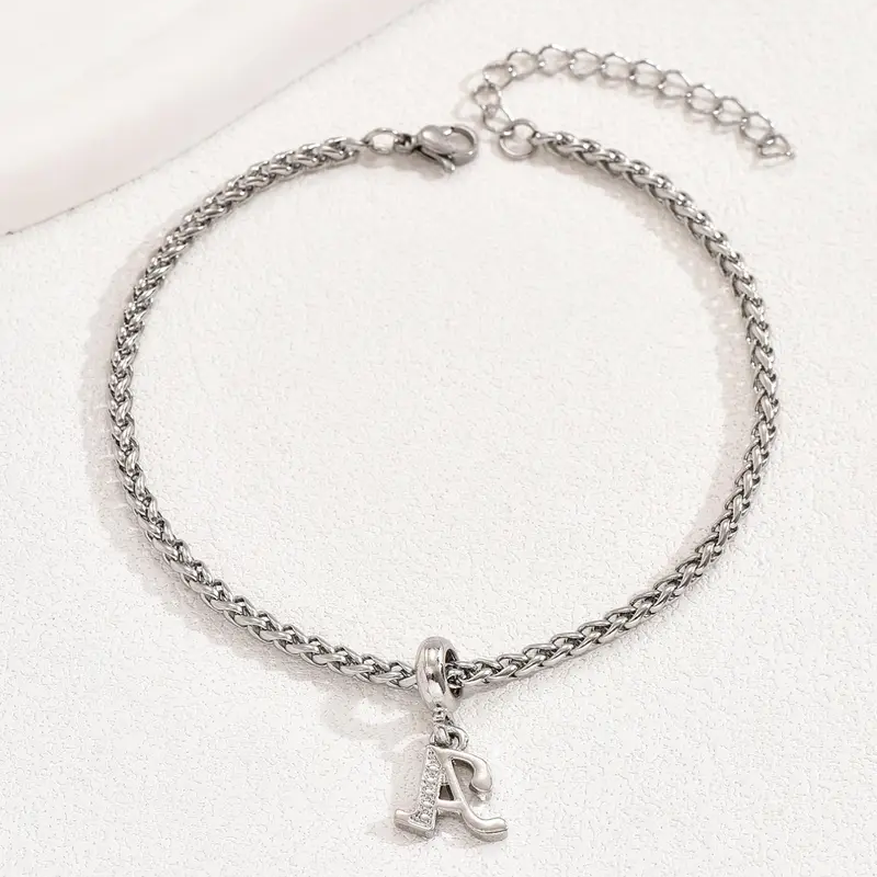 Initial Wheat Chain Anklet