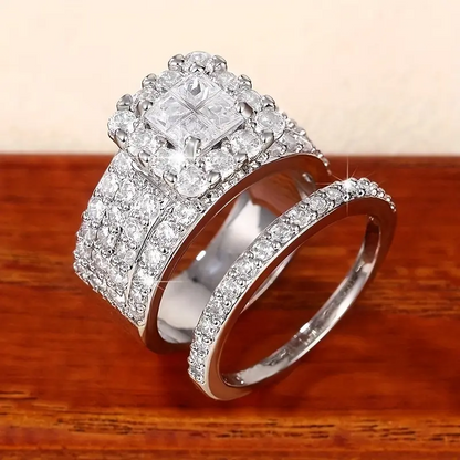 2pc Elegant Pave Stacking Rings