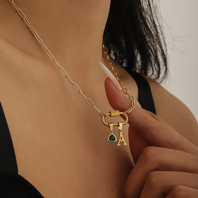 Personalized Carabiner Lock Initial Necklace