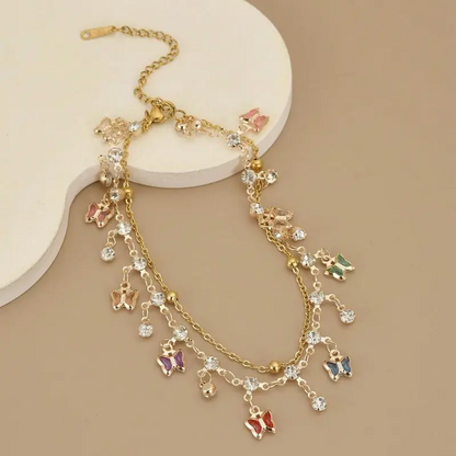 Boho Butterfly Layered Anklet