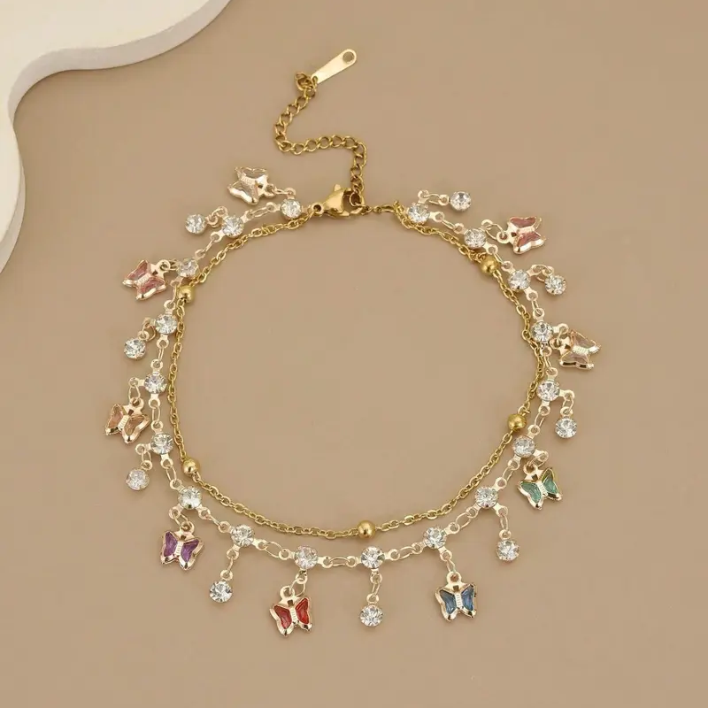 Boho Butterfly Layered Anklet