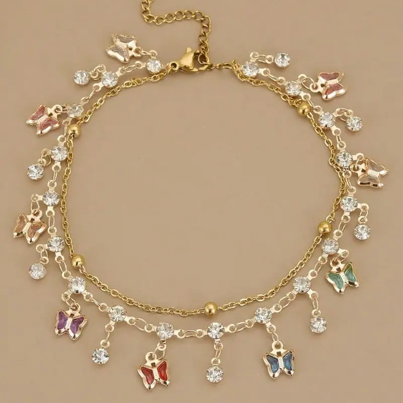 Boho Butterfly Layered Anklet