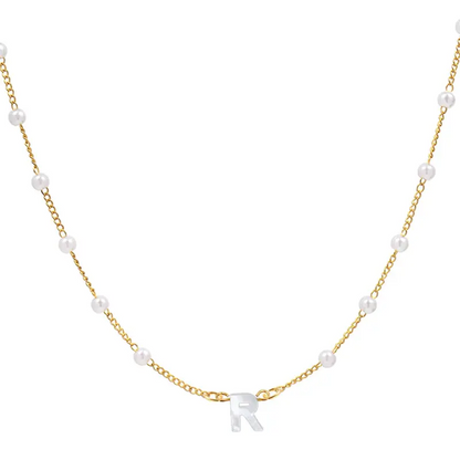 Elegant Pearl Letter Necklace