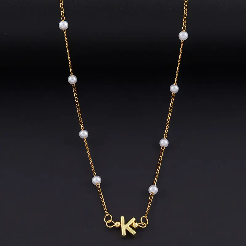 Elegant Pearl Letter Necklace