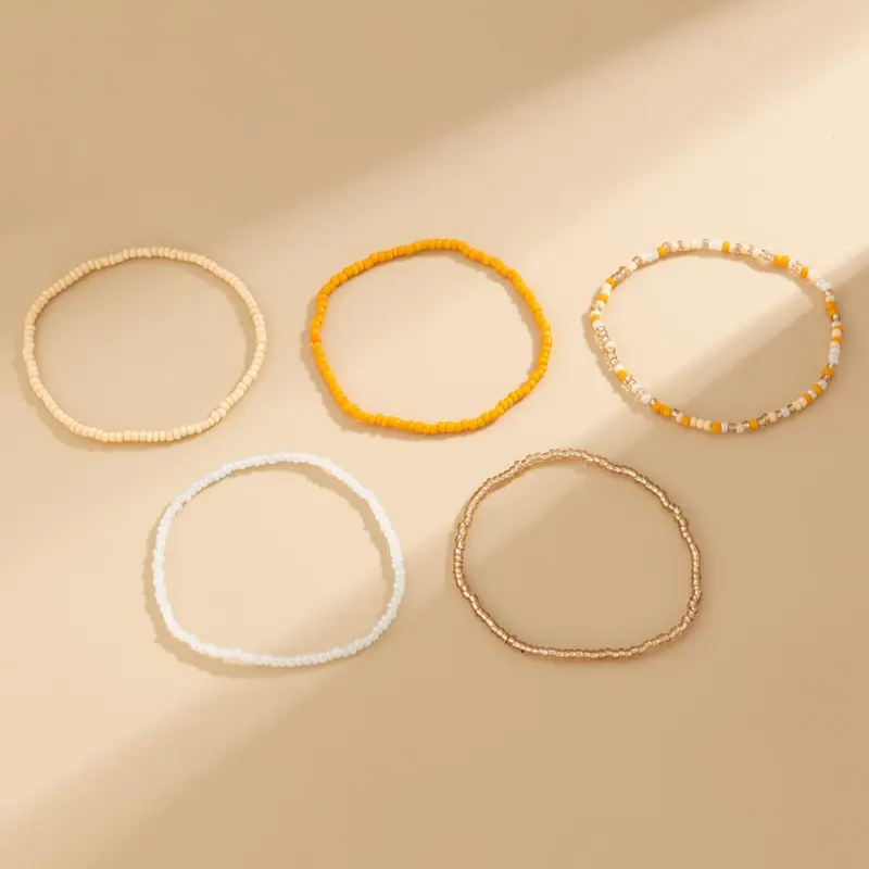 Beaded Colorful Layered Anklet Set