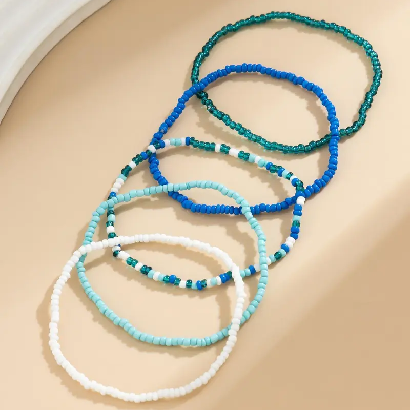 Beaded Colorful Layered Anklet Set