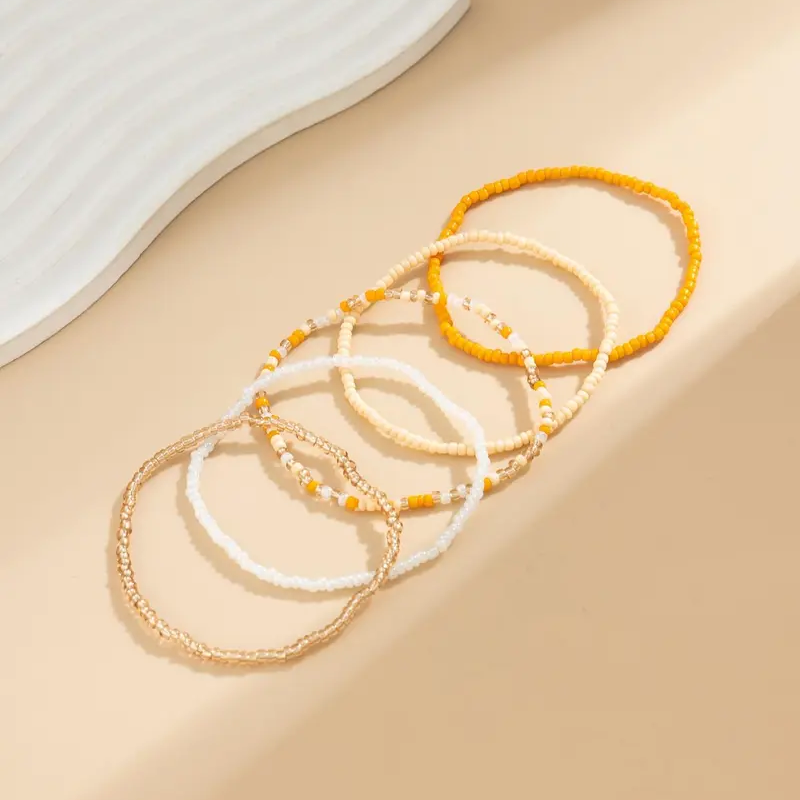 Beaded Colorful Layered Anklet Set