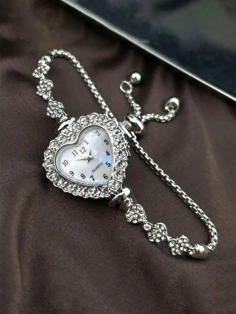 Heart Shaped Rhinestone Quartz Watch