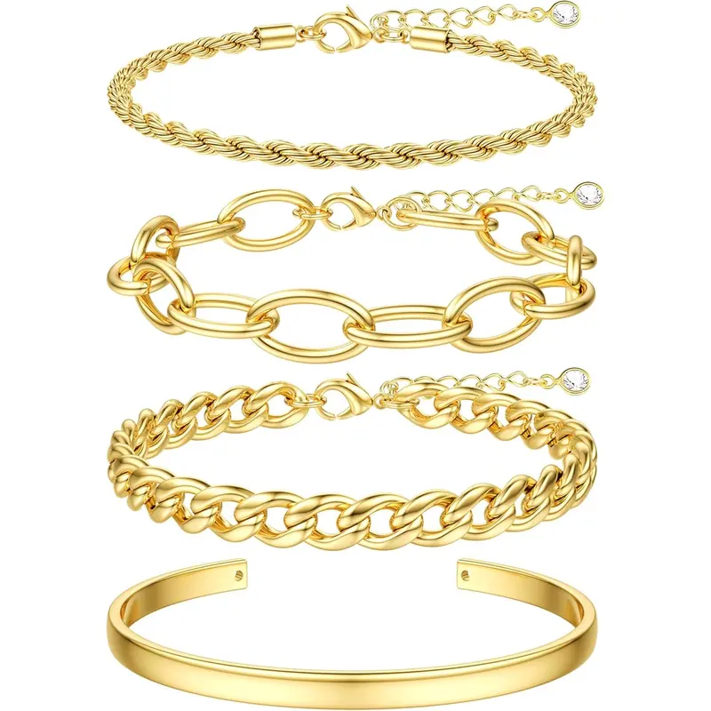 4pc Chunky Stackable Bracelets