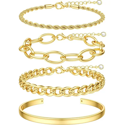 4pc Chunky Stackable Bracelets