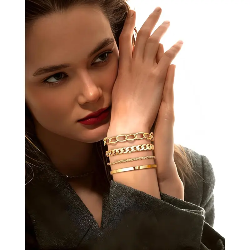 4pc Chunky Stackable Bracelets