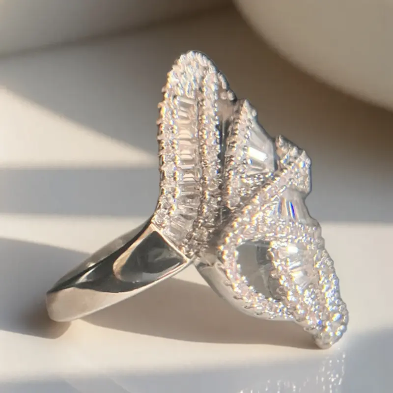 Three Leaf Zirconia Ring