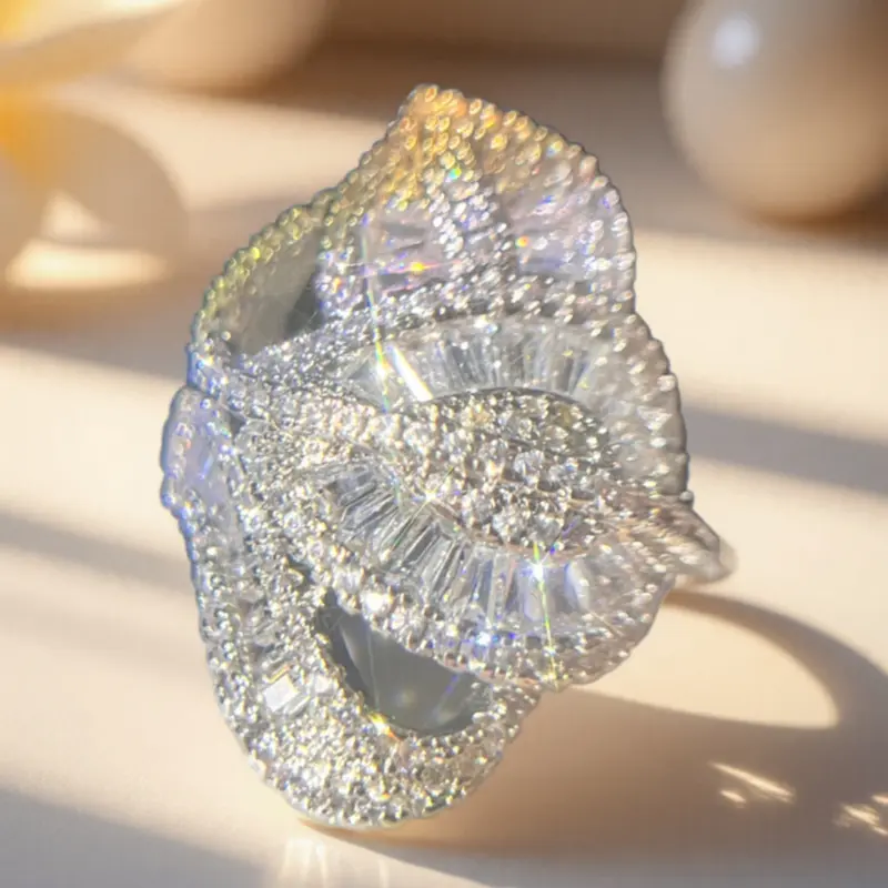 Three Leaf Zirconia Ring