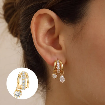 Three Tier Clip Earrings