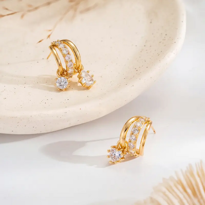 Three Tier Clip Earrings