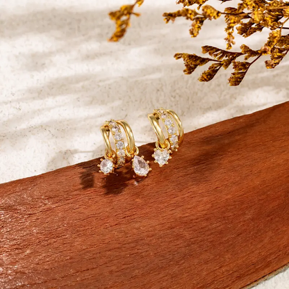 Three Tier Clip Earrings