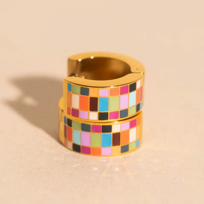 Chunky Checkered Hoop Earrings