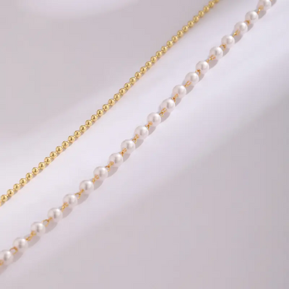 2pc Dainty Pearl Bead Anklets