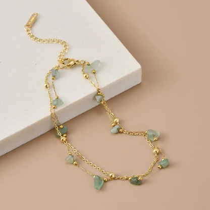 Double Layer Natural Stone Anklet