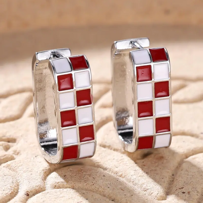 Checkerboard Hoop Earrings