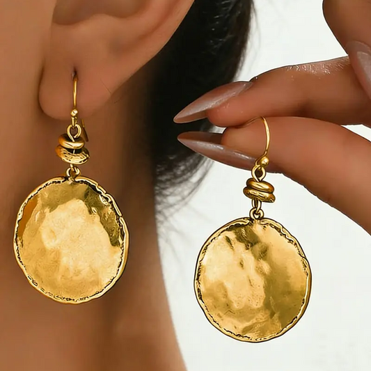 Hammered Coin Pendant Earrings